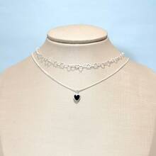 Set Of 2 Women's Heart-Shaped Necklaces With Colored Cubic Zirconia Pendants, Plated In 925 Silver Or 18K Gold. - 銀色 - 查看 8