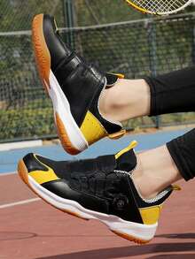 男士羽毛球训练鞋、专业网球鞋、透气耐穿、防滑橡胶外底、排球鞋、乒乓球鞋、壁球鞋 - 黑黃 - 查看 13