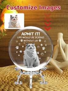 1 pieza Bola de cristal con foto personalizada y personalizada - 13 estilos, Bola de foto de ultrasonido, Regalos de embarazo para mamás primerizas, Regalo para mamá, Mejores regalos para mamá en espera, Bola de cristal con foto grabada con láser con base, Regalos personalizados para él, ella, cumpleaños (con base plateada, 6 cm), Regalos personalizados - Multicolor - Ver 7