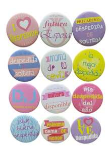 Botones Despedia De Soltera Fiesta Decoración Pines Metalico Mide 5cm - Rojo - Ver 1