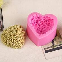 1pc Romantic Rose Love Candle Silicone Mold, Handmade Decorative Prop, Holiday Gift Giving, Easy Demolding, Reusable. - Pink - View 7