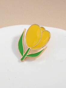 1pc Minimalist Elegant Tulip Brooch, Suitable For Daily Wear On Clothes/Bags - Yellow - View 3
