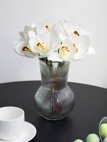 6pcs/Lot Silk-Like Texture Orchid Artificial Flowers, Living Room Tabletop Decor, Home Decoration, Wedding Craft Supplies - Multicolor - View 6