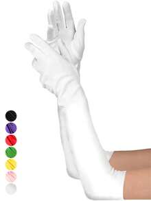 1 Pair Women's Opera Length Party Gloves, Stretch Satin Gloves For Cosplay, Sexy Evening Gowns, Wedding Dresses, 1920s Style Satin Bridal Gloves, 22 Inches/55cm - 55cm - View 12