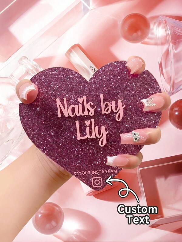 Customized Heart-Shaped Nail Art Trays, Personalized Heart-Shaped Nail Art Photo Props, Nail Artist Photo Props, Personalized Nail Salon Supplies, Customized 3D Nail Art Social Media Props, Personalized Nail Room Decorations, Customized Nail Artist Props, Customized Salon Signage