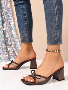 Brown Summer New Mesh Breathable Open Toe High Heel Sandals, Versatile Minimalist Stiletto Sandals For Women - Brown - View 4