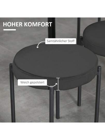 Pack Tafel Chairs Stackable Kitchen Cushion Chairs, Fluwelen Fabric Dining Zwart 41.5 46 Cm view 5