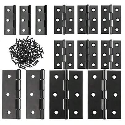 1.5/2.5/3/4 Inch Stainless Steel Flat Hinges, 2 Inch Cabinet Door Folding Mini Hinges, 2.5 X 2.5cm Black Hinges For Wooden Boxes, 1/2/3 Inch Black Hinges For Jewelry Boxes, Decorative Storage Boxes