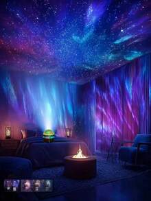 مصباح سماء مليئة بالنجوم يعمل بالطاقة من خلال USB، له خصائص قابلة للتعديل لتأثيرات درب التبانة والضباب، يعرض أنماط أوروراوضباب متدفقة على الجدران، مناسب لديكور غرفة نوم/دراسة المراهقين، سهل التشغيل