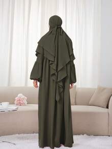 2pcs Set: Khimar Hijab Prayer Headscarf + Loose Comfortable Abaya Muslim Clothing, Suitable For Women's Daily Wear And Prayer, All Season For Dress - Multicolor - View 22