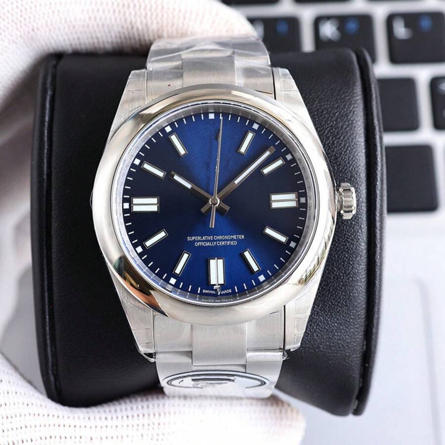 Factory Low Price Cross-Border Dropshipping Laojia Consumable Series Fully Automatic Mechanical Men's Watch Station West Source Micro Business Wholesale - White Shell Blue Surface - View 1