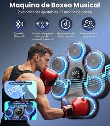 JKOKPMG Maquina de Boxeo Musical, 9 velocidades Ajustables 11 Modos de Boxeo, Gancho Izquierdo y Derecho, con Bluetooth, con Guantes de Boxeo montados en la Pared, Apto para Adultos y Niños - 1 - Ver 5