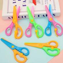 1/2/5pcs Plastic Safety Scissors, Cute Colored Scissors, Children Craft Scissors, Toddler Pre-School Training Scissors, Recommended By Teachers, Dual-Color Preschool Training Scissors, For Cutting Paper Craft Supplies - Multicolor - View 5