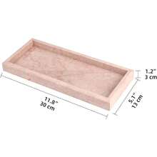 Marble Tray Natural Marble Vanity Home Kitchen Bathroom Table Deco Tray Stone Decorative Countertop Serving Trays For Coffee Jewelry Makeup Organizer Pink Cream Rose 12 * 5 Inch - PinkCreamRose - View 2