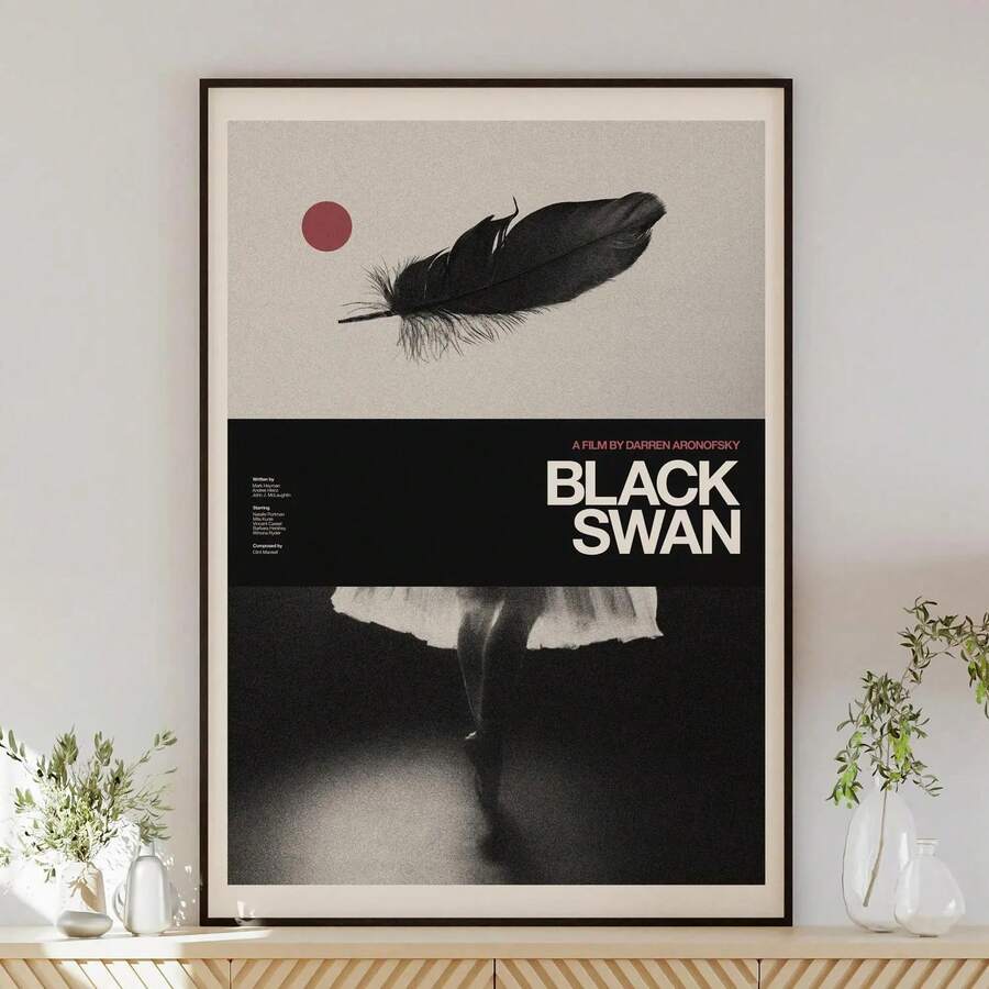 1 Pc Black Swan Movie Canvas Print Poster Minimalist Wall Art Decoration Retro Style Frameless Home Decor - Multicolor - View 1