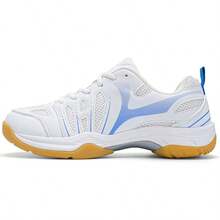 New Model Badminton Shoes Versions, Professional Competition Tennis Shoes, Breathable, Durable, Anti-Slip Rubber Sole, Volleyball Shoes,Table Tennis, Squash - White and Blue - View 5