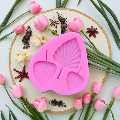 قالبان زخرفيان على شكل أوراق النخيل الوردية، سهلة الفك اليدوي، مناسبة للطين والراتنج والجص وغيرها، قوالب سيليكون قابلة لإعادة الاستخدام