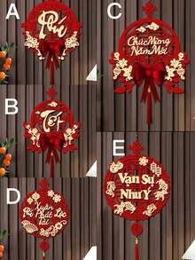 1pc Vietnamese New Year Blessing Hanging Decor, Multiple Styles To Choose From, DIY - Fully Immerse In The Spring Festival Atmosphere! Vietnamese Blessing Chinese-Style Lantern Hanging Ornament, Must-Have For The New Year! Vietnamese Blessing Chinese-Style Lantern Hanging Ornament, Bring Wealth And Prosperity To Your Home, Random Small Accessory - Red - View 10