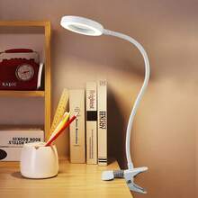 Lampă de birou LED reglabilă cu lupă - reglabilă, gât de lebădă flexibil, rotație la 360°, lupă 10X, alimentată prin USB, 3 moduri de iluminare, reglare a luminozității pe 10 niveluri, potrivită pentru citit, muncă la birou și meșteșuguri - iluminare cu clips care protejează ochii