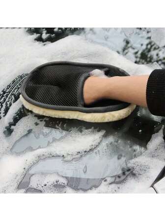 1pc Microfiber Car Wash Mitt, 5.91x9.84 Inches Gentle And Scratch-Free Car Detailing Gloves, Highly Effective Dusting And Cleaning Tool With Superior Softness.