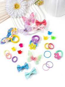 Bộ 555 kẹp tóc hình bướm nhiều màu, dây buộc tóc thời trang dễ thương, dây thun buộc tóc, dây buộc tóc đuôi ngựa tết cho học sinh, phụ kiện tóc hình bướm thích hợp sử dụng hàng ngày, dạo phố, dự tiệc - Nhiều màu - Xem 7
