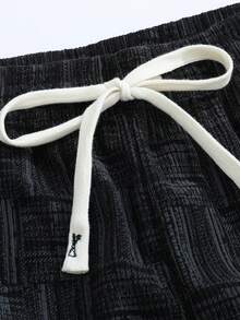 Pantaloni unisex negri din catifea reiată, cu picior drept, pantaloni casual largi, versatili, primăvară/toamnă - Negru - Vizualizare 4