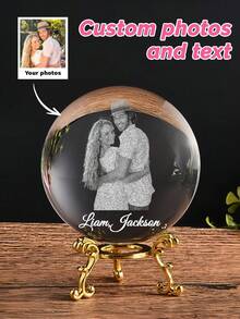 1 pieza Bola de cristal con foto personalizada y personalizada - 13 estilos, Bola de foto de ultrasonido, Regalos de embarazo para mamás primerizas, Regalo para mamá, Mejores regalos para mamá en espera, Bola de cristal con foto grabada con láser con base, Regalos personalizados para él, ella, cumpleaños (con base plateada, 6 cm), Regalos personalizados - Multicolor - Ver 24