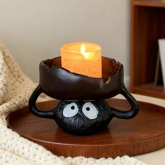 1件工作室可爱烟灰蜡烛台装饰，适用于餐桌香薰蜡烛，营造浪漫氛围照明