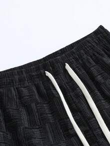 Pantaloni unisex negri din catifea reiată, cu picior drept, pantaloni casual largi, versatili, primăvară/toamnă - Negru - Vizualizare 3