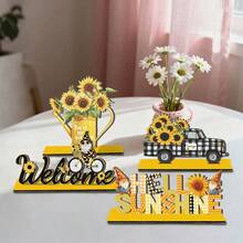 1/4/20pcs Sunflower Wooden Table Card, Sunflower Gnome Decor, Spring/Summer Gnome Centerpiece For Dining Table, Welcome Decor, Party Home Kitchen Gift - Multicolor - View 12