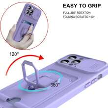 Funda multifuncional con soporte para tarjetas compatible con iPhone 17 Pro Max, con ranuras para tarjetas, ventana deslizante para lente y protección anti-golpes. Compatible con iPhone, teléfonos Android. Regalo para cumpleaños, familia y amigos. Agarre de teléfono con función de empujar y tirar, soporte para teléfono.