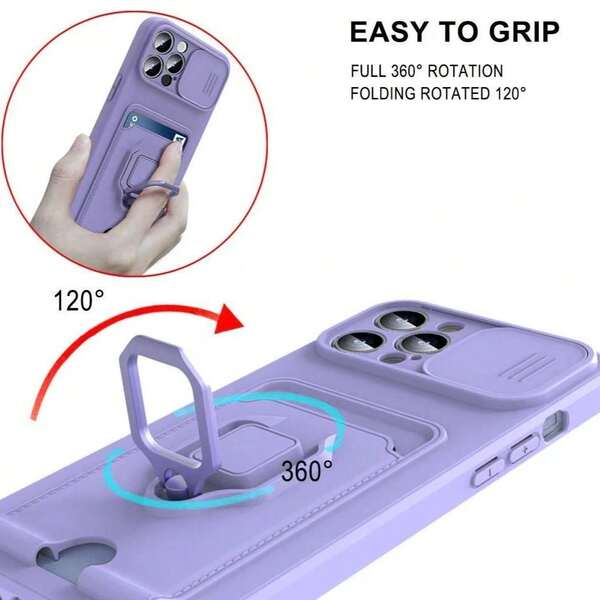 Funda multifuncional con tarjetero para iPhone 17 Pro Max, con ranuras para tarjetas, ventana deslizante para lente y protección anti-golpes