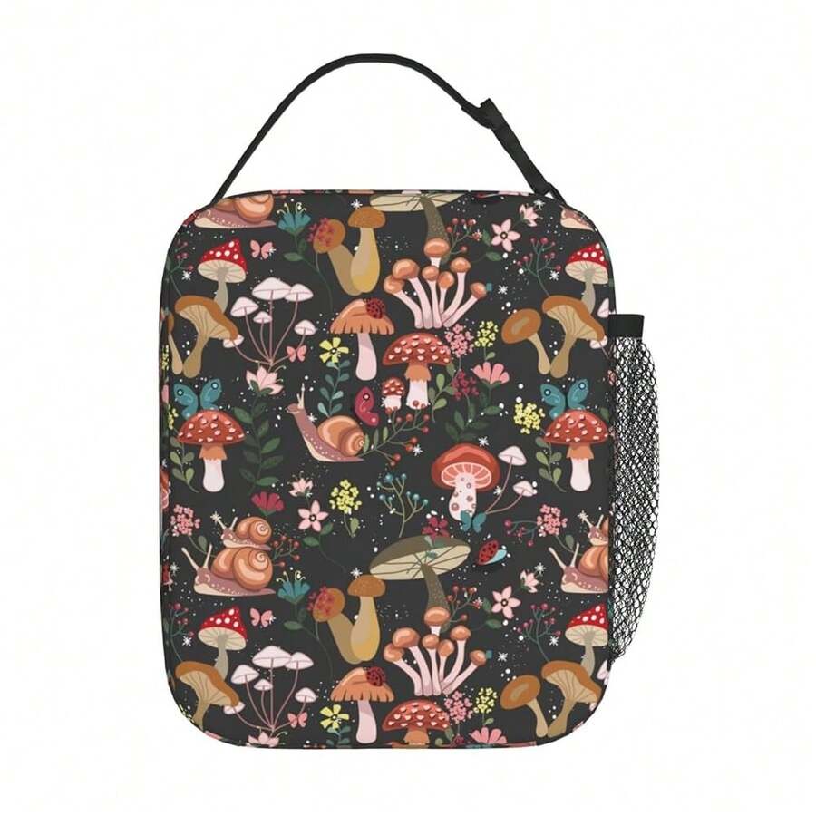 Mushrooms Snails Butterflies Reusable Lunch Box Food Bag Insulated Lunch Bag For Teenage Fboys FFgirls Schoolsss Beach{Inchcolor_nameinch:InchMushroomsSnailsButterfliesinch} - 蘑菇蝸牛蝴蝶 - 查看 1