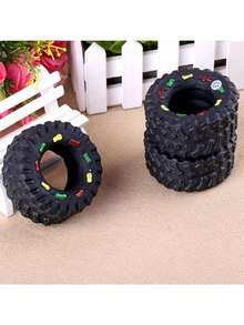 1pc Durable Puppy Teething Toy, Interactive Tire Chew Toy With Elastic Anti-Bite Design And Colorful Dots, Suitable For Teeth Training And Play Time, All Breeds And Sizes, Teething Toy, Interactive Dog Toy, Durable Dog Toy. Sound Dog Chewing And Tough Anti-Bite Design, Dental Training And Play Time, Teething Puppy Toy, Interesting Design, Sturdy Structure, No Battery