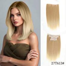 Synthetic Long Straight Hair Extensions Clip In Set Four Pieces Natural Volume Wig Heat-Resistant Wigs For Women Daily Party Use - Multicolor - View 11