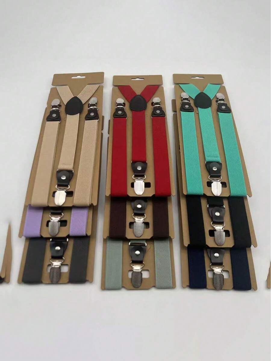 3 Stücke/Set Verstellbare elastische Hosenträger für Erwachsene, Unisex dehnbare Hosenträger mit Lederenden, langanhaltend und leicht verstellbar