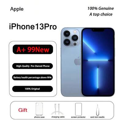 Apple هاتف محمول أبل متوافق مع آيفون 13 برو، منتج أصلي أصيل بحالة شبه جديدة (99% جديد)؛ هاتف محمول، هاتف، هدية غطاء غشاء