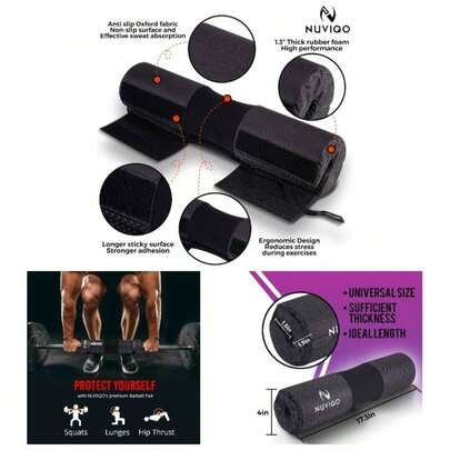 Barbell Squat Pad With Thick Foam And Nylon Padding - Neck Shoulder Protective Pad Provides Support Squats, Lunges Hip Thrusts - Fits Standard Weightlifting Bar