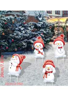 6pcs Christmas Lawn Stakes, 2D Acrylic Flat Outdoor Garden Yard Decor, Holiday Fence Garden Stakes, No Power Needed, Suitable For Home And Outdoor Walkway, Garden Party Supplies, No Electricity Required