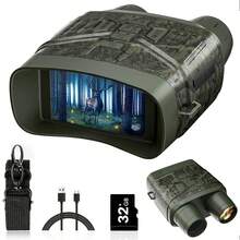 3" Screen Night Vision Binoculars With 32GB SD Card & 5000mAh Rechargeable Battery, Supports Photo/Video Capture And Playback, Suitable For Camping And Outdoor Activities, Black/Olive Green