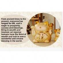 Pușculiță ceramică Maneki-Neko, bancă de monede creativă cu desene animate, cutie de economisire a monedelor pentru adulți, cadou de casă nouă - Aur - Vizualizare 5