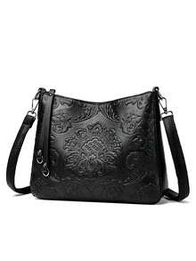 2026新款奢华设计师女士软PU皮革单肩包/手提包/斜挎包 - 黑色 - 查看 6