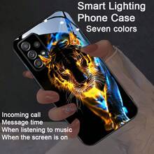Cool Beast Flame Tiger Pattern Colorful Intelligent Voice Controlled Luminous Phone Case Suitable For S25Ultra/S24Ultra/S22Ultra/S23Ultra/S21Ultra/S20Ultra/S10+/S10/S10 5G/Note20Ultra/Note10+/A55/A54/A53/A52/A35/A34/A32/A25/A73/A15/A56/A42/A14/A13 Fold 7/Fold6/Fold 5 Intelligent Luminous Voice Controlled Phone Case - Night Light Technology, Elegant Daytime Design, Enhanced Nighttime Visibility -1pc - Vàng - Xem 3