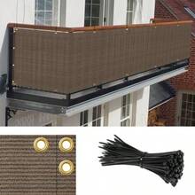 3'x12' Brown Balcony Privacy Screen Fence Outdoor Patio Mesh Shade Net Cover UV Protection Shade Cloth Temporary Fencing For Apartment Railing Porch Deck - màu nâu - Xem 2