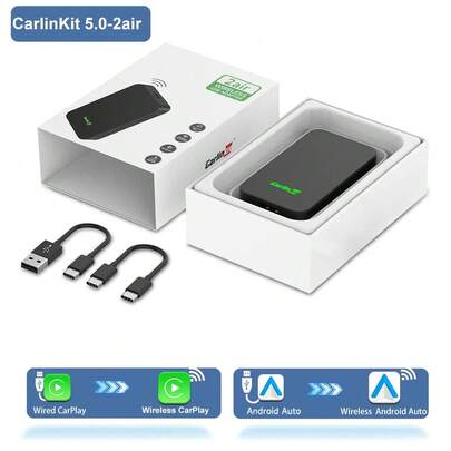 Adaptador inalámbrico original CarlinKit 5 2Air Android Auto Dongle inalámbrico CarPlay 5G WIFI Plug and Play para teléfonos  Android para   Volvo Benz Audi Kia VW  Cadillac Peugeot, etc.