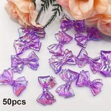 30/50 件彩虹色亚克力蝴蝶结珠，透明变色丝带环，适用于 DIY 工艺品、钥匙扣、手机配件、珠宝制作 - 白色 - 查看 18