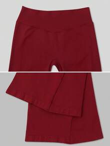 NcmRyu 1件装女士纯色无缝简约高腰弹力提臀喇叭运动裤 - 紅色 - 查看 4