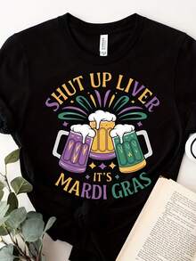 Mardi G Drinking Shirt, Fat Tuesday Tee,  Lr T-Shirt, New Orleans Party Top, Louisiana Carnival Shirt, NOLA Gift Idea - 款式6 - 查看 1