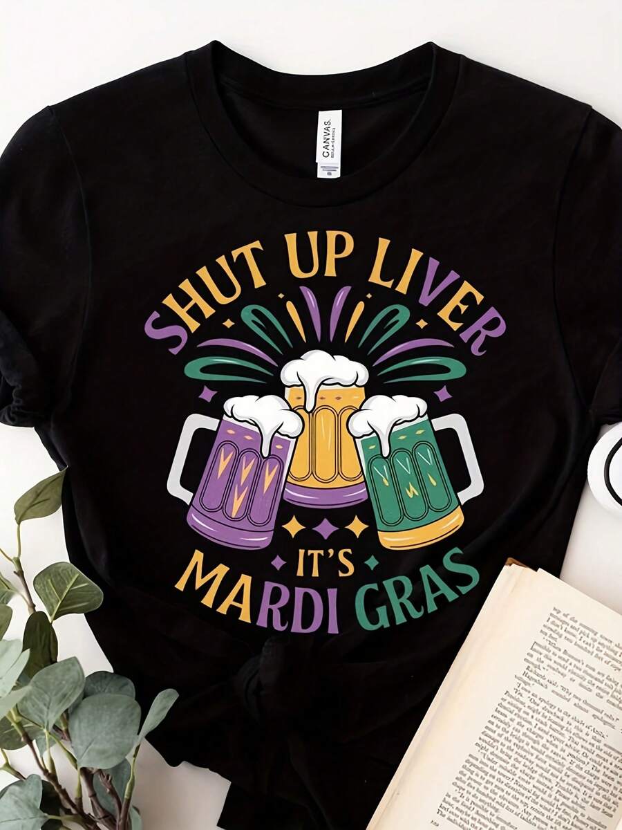 Mardi G Drinking Shirt, Fat Tuesday Tee, Lr T-Shirt, New Orleans Party Top, Louisiana Carnival Shirt, NOLA Gift Idea - 款式6 - 查看 1