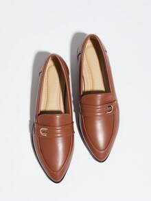 أحذية نسائية ذات أصابع مدببة، أحذية بالية خفيفة الوزن مريحة للاستخدام اليومي، جميلة وشابة - بني - مشاهدة 4